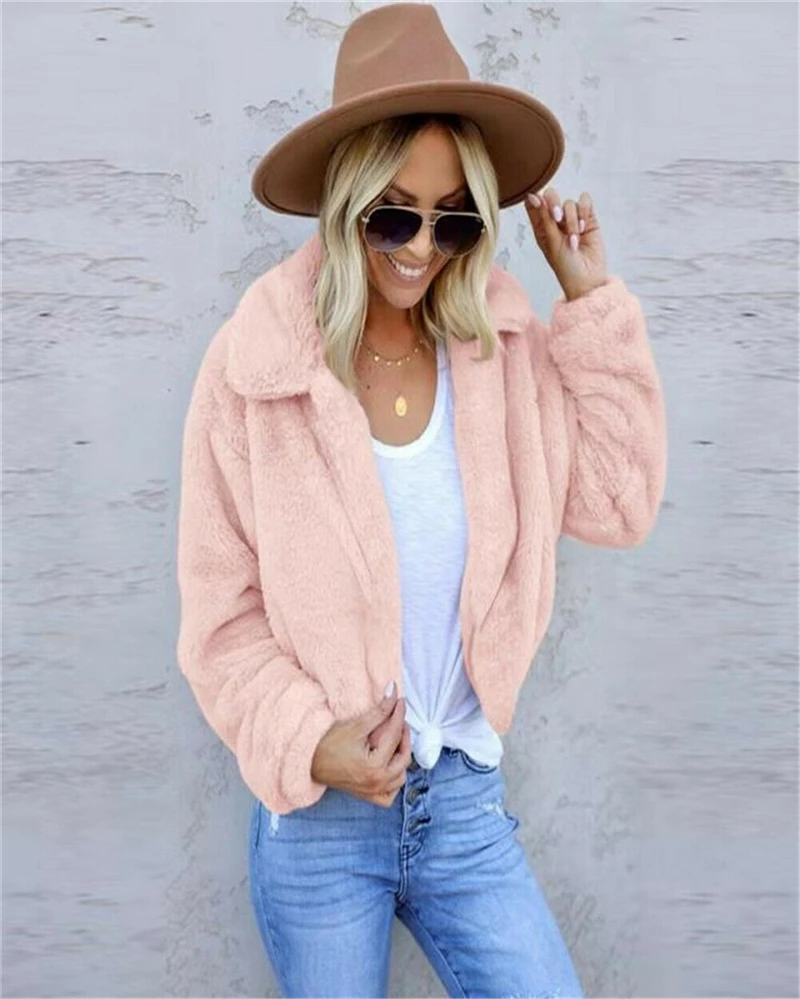 Новинка 2019 модные осенне зимние куртки Женский флисовый Пушистый кардиган с