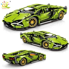 HUIQIBAO 1254PCS Racing Car Supercar Speed Champions DIY Building Blocks Technical City Sports Cars Bricks Toys Kids Children