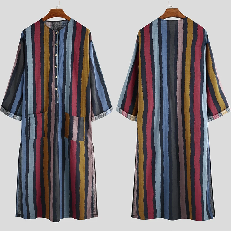 Мужское винтажное платье с длинным рукавом однотонное в арабском стиле