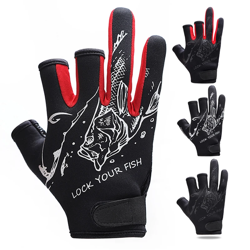Рыболовные перчатки с тремя пальцами водонепроницаемые износостойкие тканевые