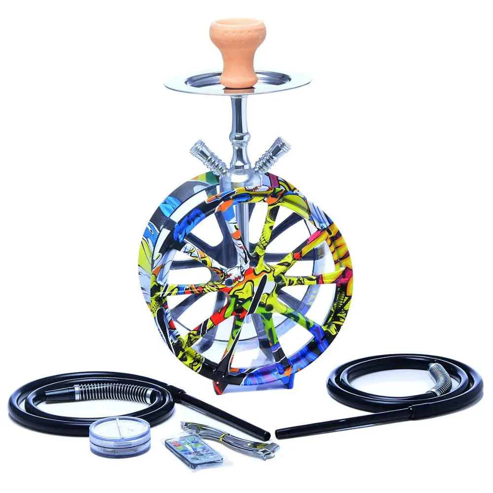 

Multicolor Acrylic Hookah Shisha Pipe Narguile Completo Double Hoses LED Light Chicha Sisha Sheesha with Nargile Accessories