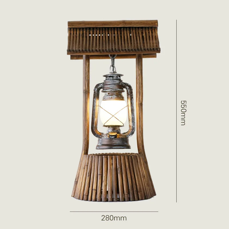 Настольная лампа в американском стиле из бамбука античная керосиновая для
