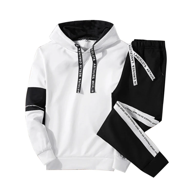 White 738 Спортивный костюм с капюшоном, модный мужской комплект, костюм для бега, толстовки, спортивная одежда, весна-осень, Мужская одежда,, Повседневный, 2 шт., тонкие спортивные костюмы - Цвет: White 738