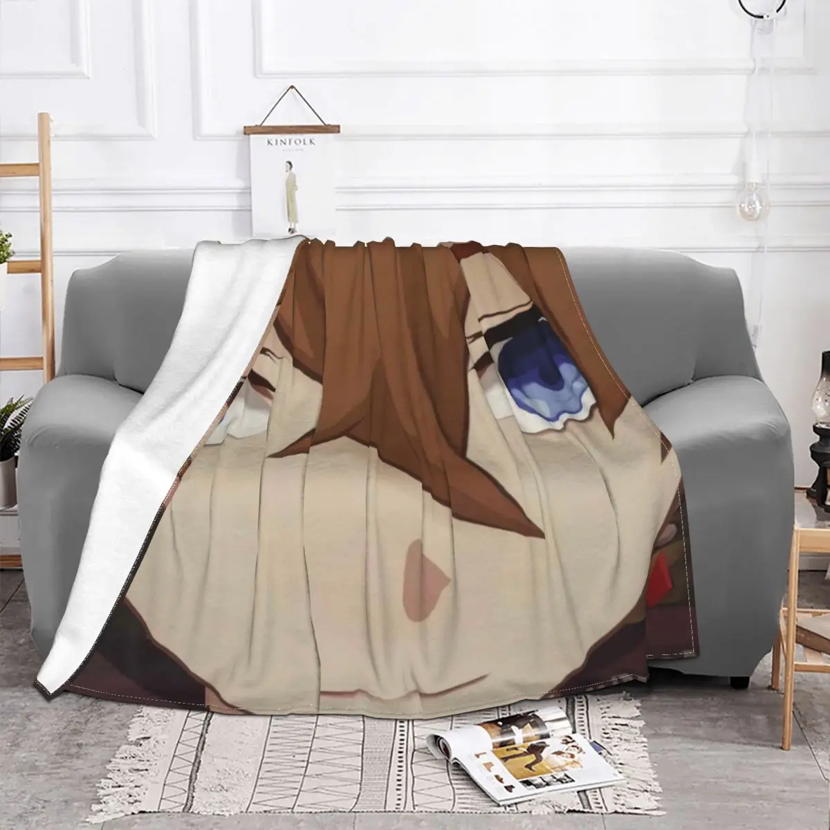 Ударопрочное аниме одеяло Childe Genshin хлопковое дышащее Коралловое бархатное