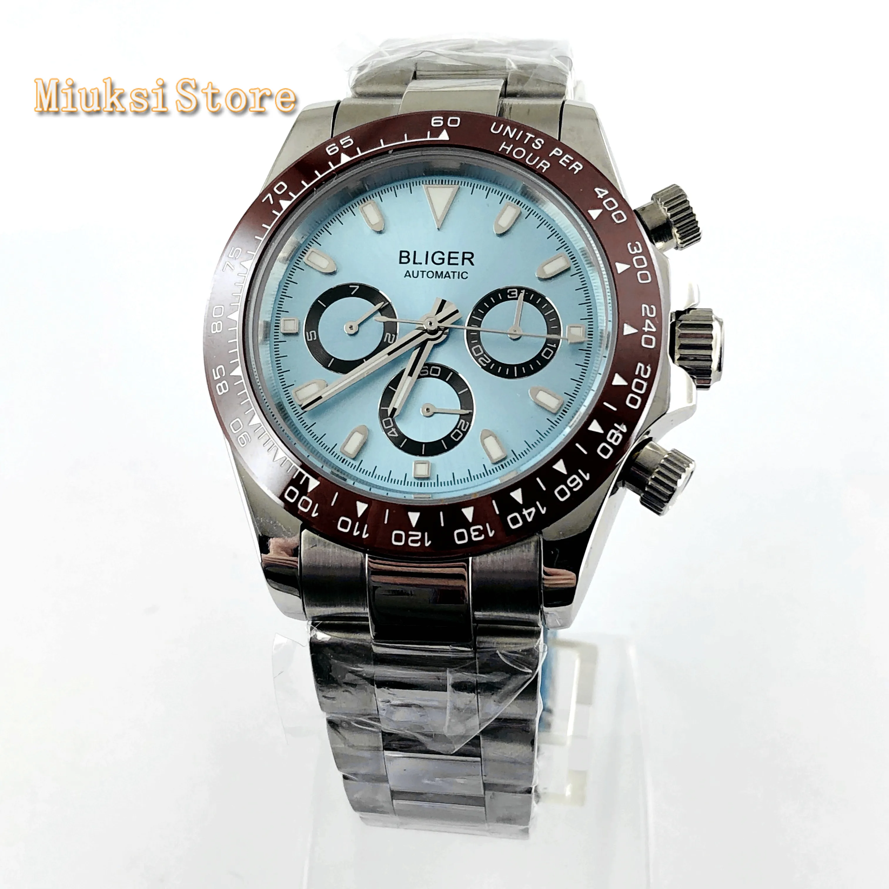 Bliger 39 мм Мужские Топ механические Спортивные часы с сапфировым стеклом