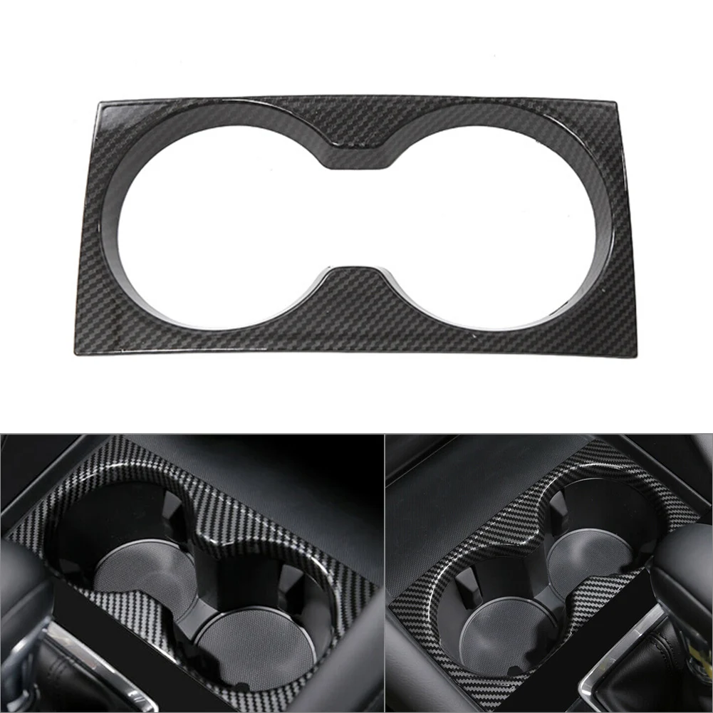 Carbon Fiber Style Car Central Console Water Cup Cover Sticker Trim For Mazda 3 Axela 2020-2021 ABS Plastic