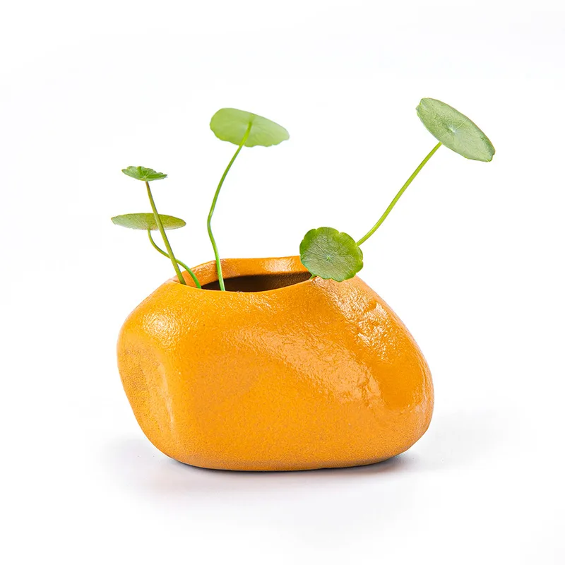 

Flowerpot Ceramic Mini Small Potted Utensils Non-porous Hydroponic Copper Coin Grass Green Scoop Office Flower Pot