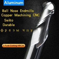 aluminum ball nose endmills 2 flute cutting hrc58 copper machining cnc tungsten steel sprial bit milling cutter ball end milling