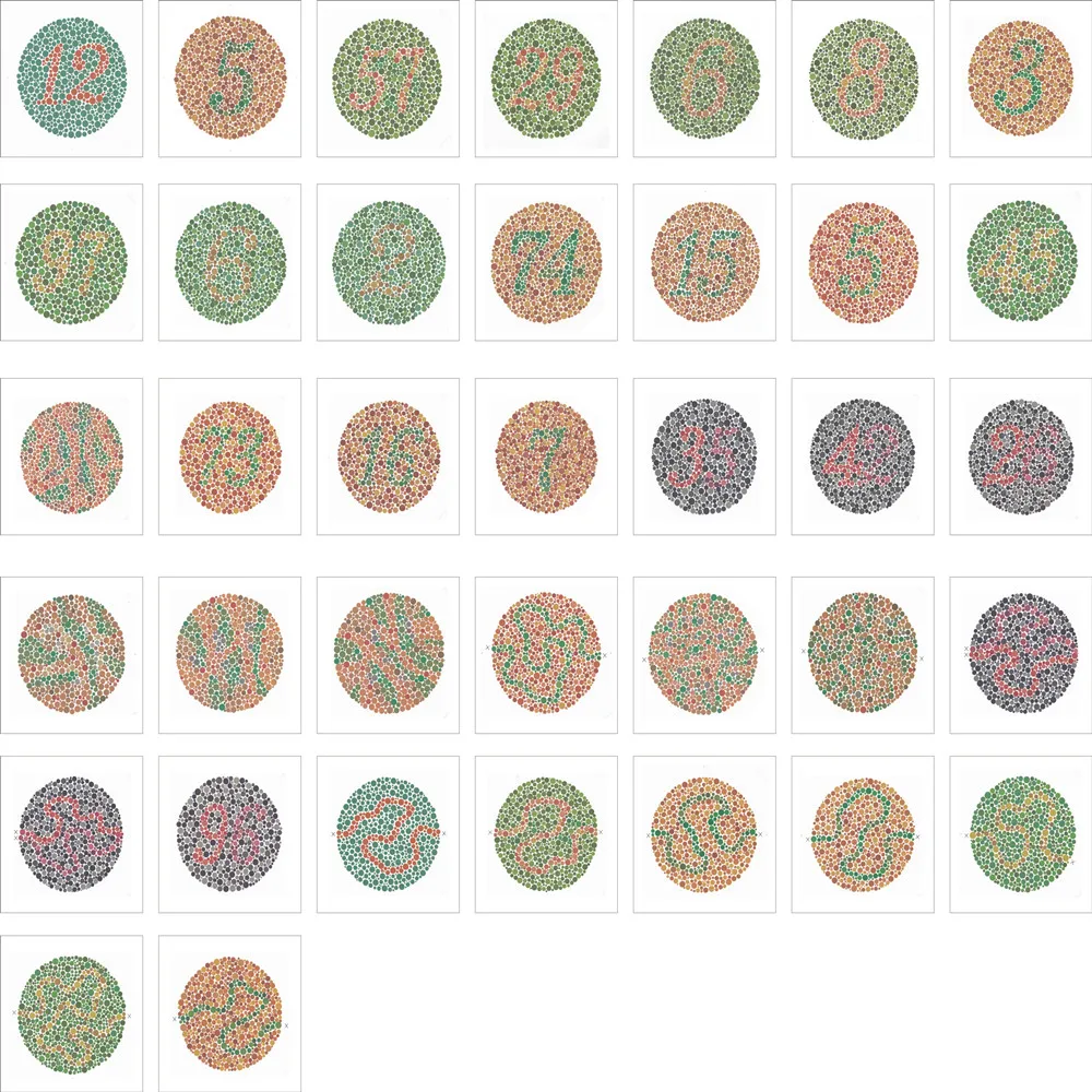 Ishihara тест книга на Цветоустойчивость 38 тарелок|Фоциметры| |