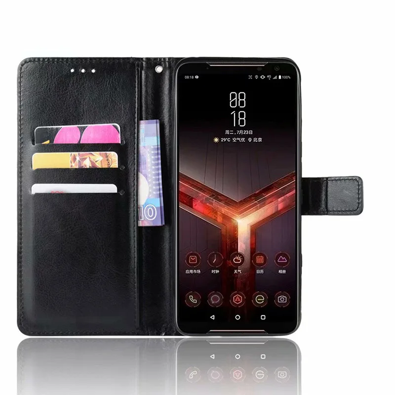 Кожаный чехол для Asus ROG Phone II ZS660KL чехол-книжка с карманом | Мобильные телефоны и