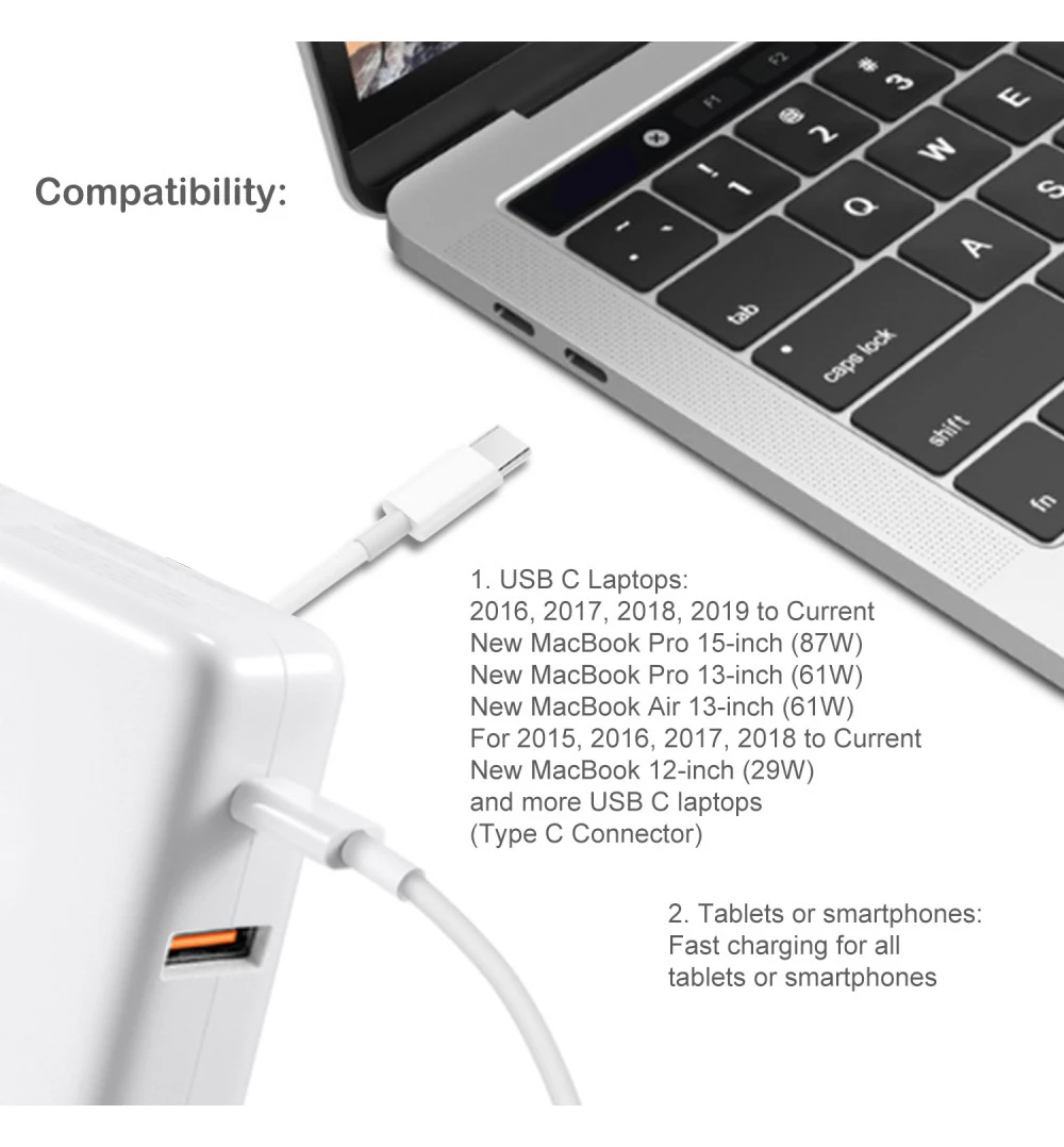 105W USB C Power Delivery 90W 87 Вт с 18 QC 3 0 зарядное устройство для MacBook Pro/воздуха S10 S9 Huawei P30 P20 и