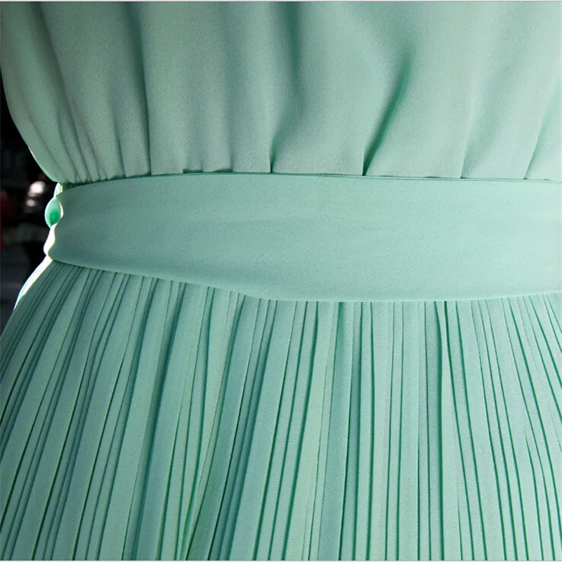 

Women Summer Sweet Pleated Dress Female Vintage Elegant Sleeveless Loose Casual Office Lady Dress New O-Neck Belt Pleated Dresse