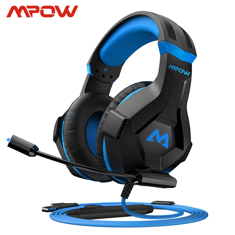 Mpow EG9 Stereo Gaming Headset 40mm Drivers With Mic In-Line Control RGB Gaming Headphones Soft Earpad For PS4 Switch PC Xbox