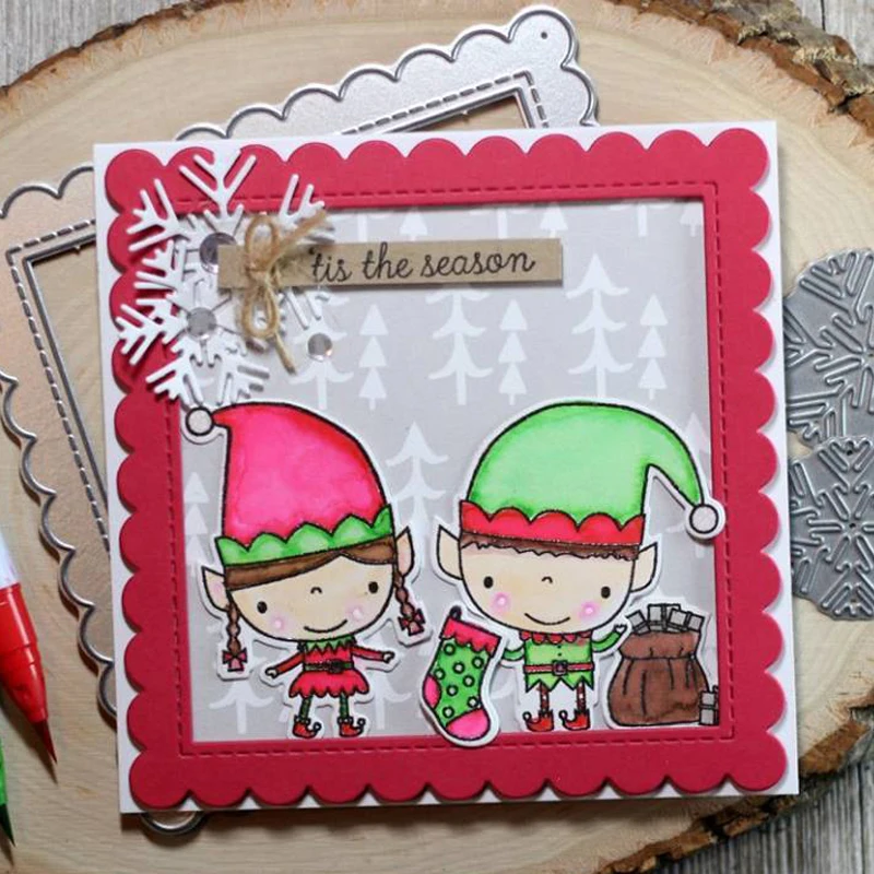 Elfs отправить вам Рождество Cheer прозрачные силиконовые + фраз для DIY скрапбукинга