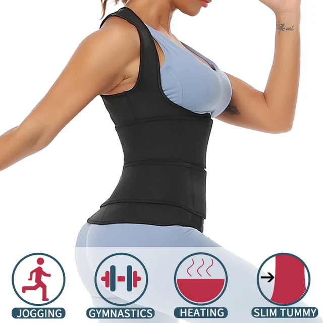 Sauna Waist Trainer Vest Workout Body Shaper Women Neoprene Sweat Slimming Sheath Double Tummy Control Trimmer Belts Corset Top 3
