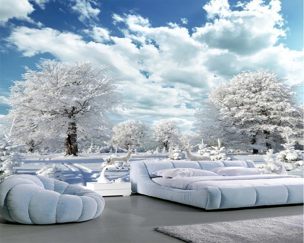 Diantu пользовательские обои красивый снег HD Лось Гостиная ТВ фон стены украшение