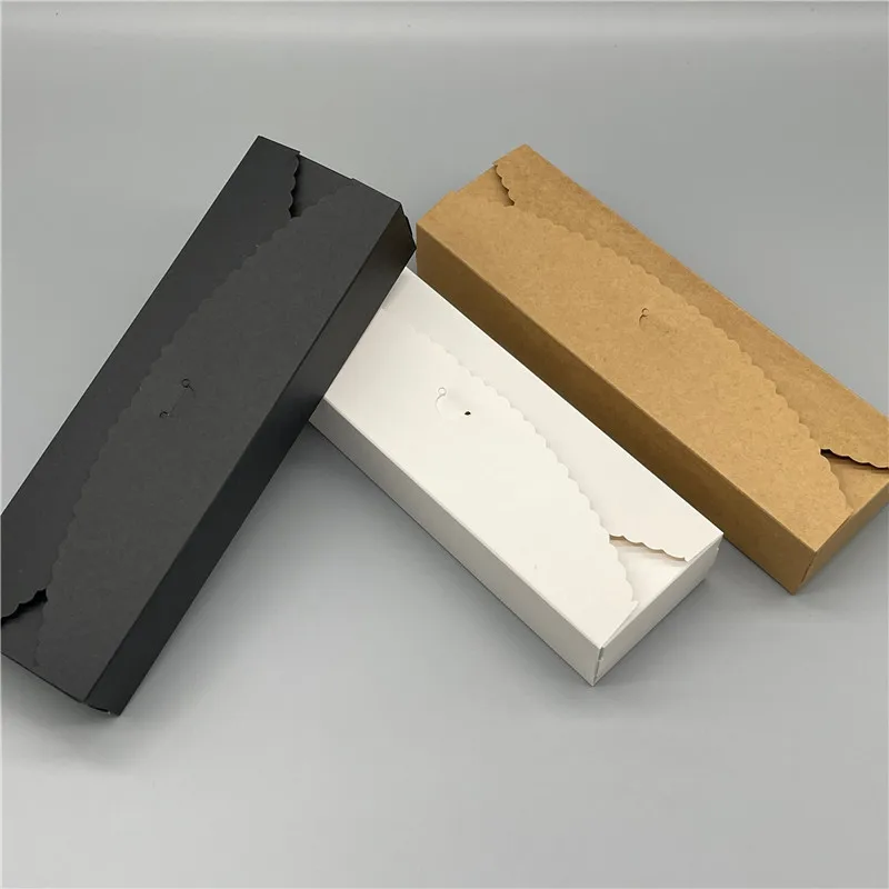 30 шт./лот коробки из крафт-бумаги 23x7x4 см белые/коричневые/черные бумажные для DIY