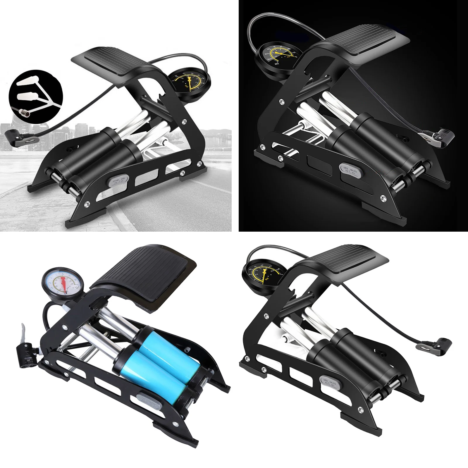 

Dual-Cylinder Foot Pump 160PSI Floor Bike Pump Smart Valves Air Pump for Bicycles Motorcycles Cars Scooter Double Barrel