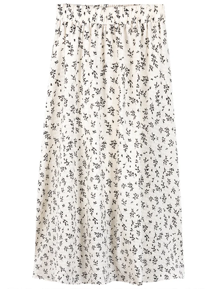 Женская юбка осень 2021 Новая черная А-силуэта с цветочным принтом маленькая