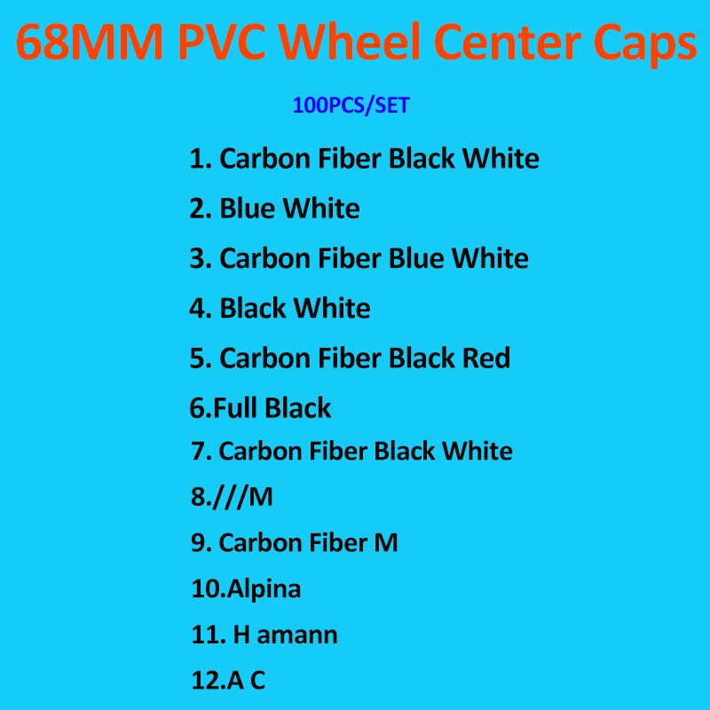 

100pcs/set 68mm PVC car wheel logo emblem Wheel Dust-proof emblem covers for E46 E30 E39 E34 E60 E36 E38 M3 M5 car styling