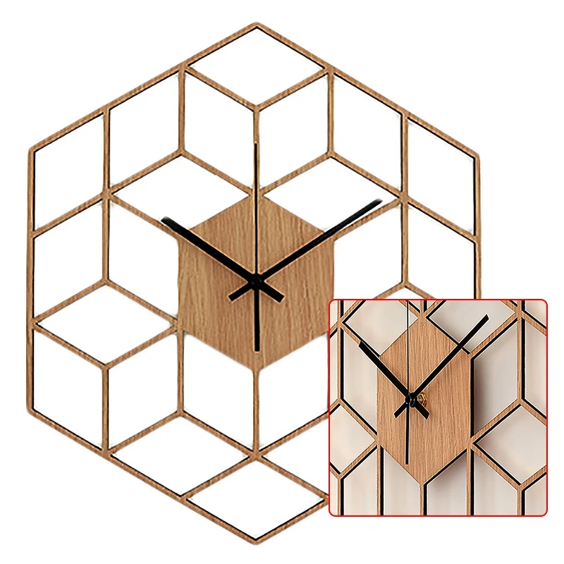 Модные 1 шт. шестигранные деревянные настенные часы усовершенствованные