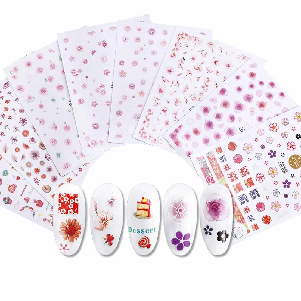 6 шт смешанные наклейки для ногтей арт деко гвоздей по случайному выбору шесть 3D