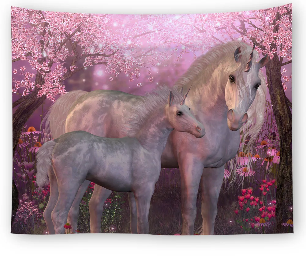 ONGLYP 3D Unicorn Pattern Tapestry Nordic Simplicity Fantasy Bedroom Living-room Wall Hanging Tapestries Curtain Home Decor | Дом и сад
