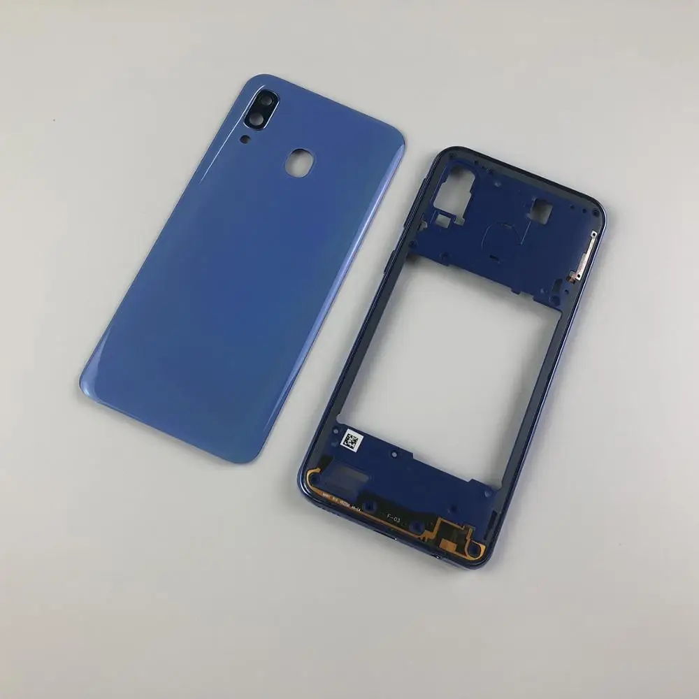 For Samsung Galaxy A40 2019 A405 SM-A405F A405DS Housing Middle Frame+Battery Back Case Rear Cover+Camera Lens +Sticker+ Logo