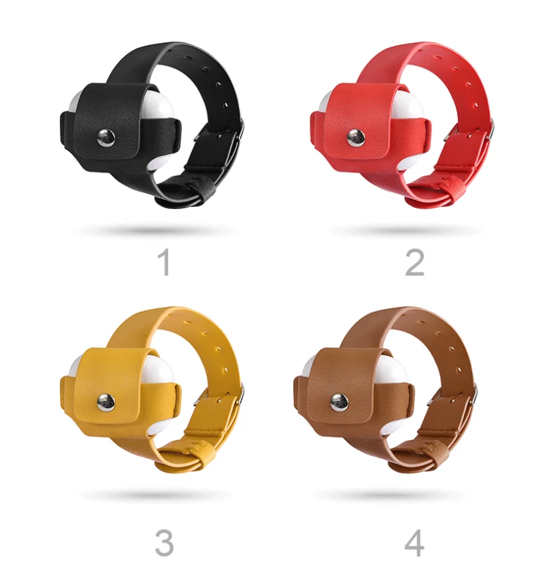 

Чехол для наушников Airpods Pro, ремешок из искусственной кожи на запястье, однотонный кожаный защитный чехол на запястье с защитой от потери