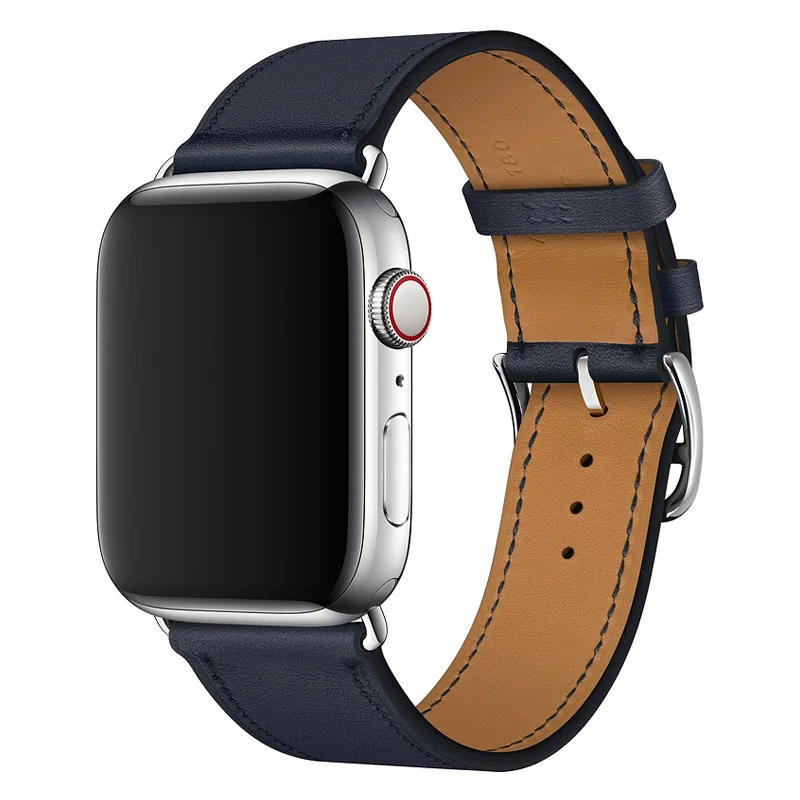 Bleu Indigo B Кожаный ремешок для apple watch band iwatch band Pulseira apple watch 5 4 3 2 ремешок 44 мм 40 мм 42 мм 38 мм браслет correa - Цвет ремешка: Bleu Indigo B
