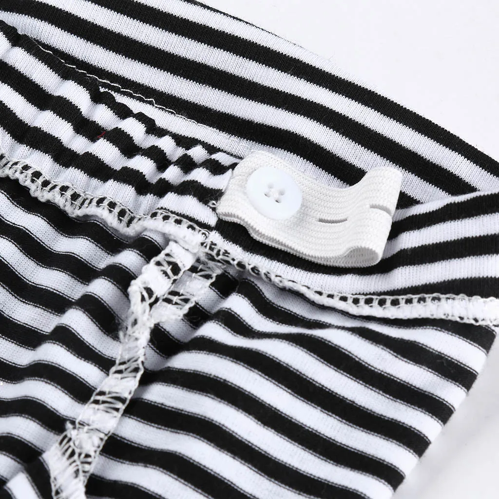 

Pregnant Mother Pajama Set Long Sleeve Button Breastfeeding T-shirt Top Adjustable Striped Trousers Pregnancy Home Sleepwear