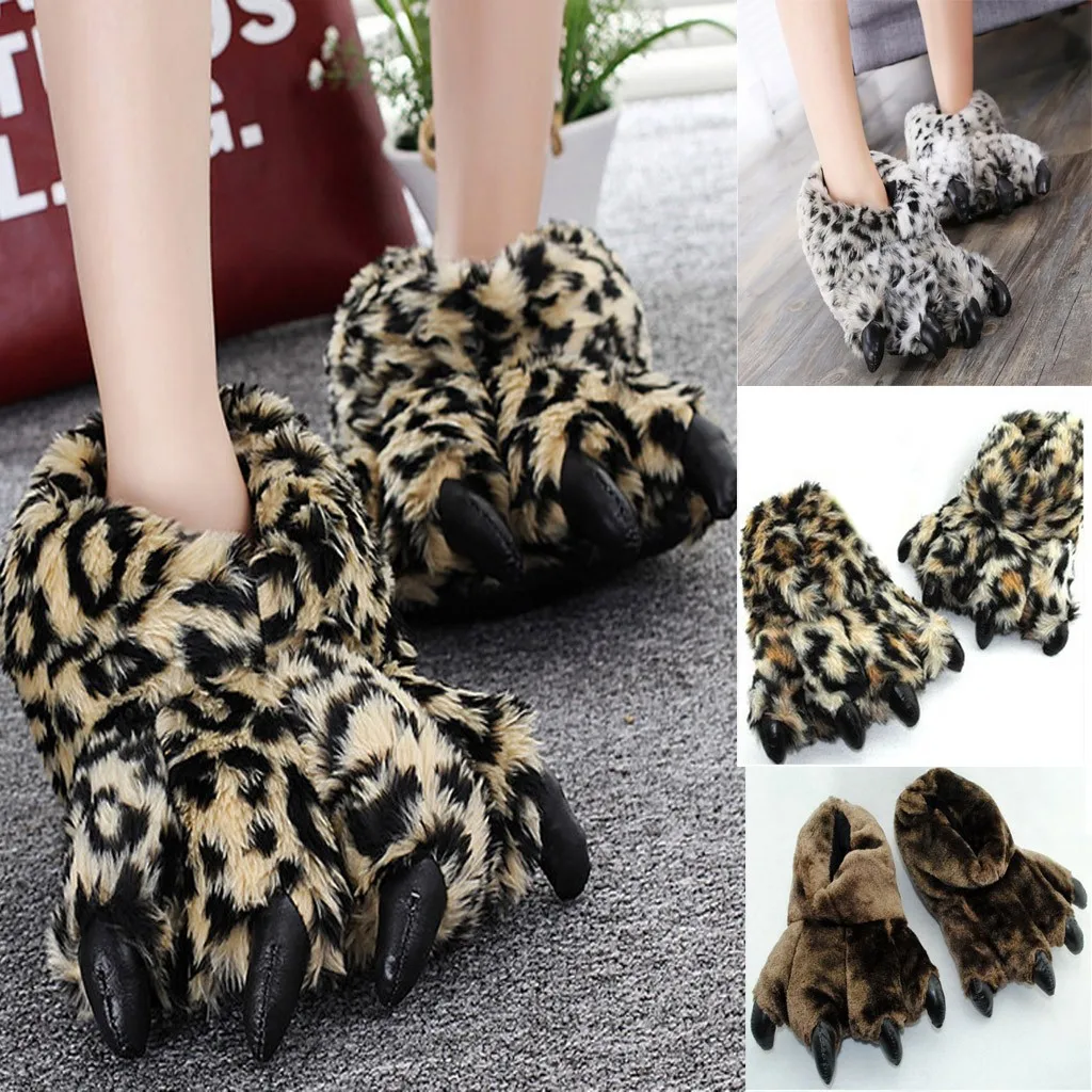 

SAGACE Slippers Women Short Plush Creative Tiger Claws Leopard All-inclusive Slipper Cotton Shoes Shallow Shoes Flip Flop female