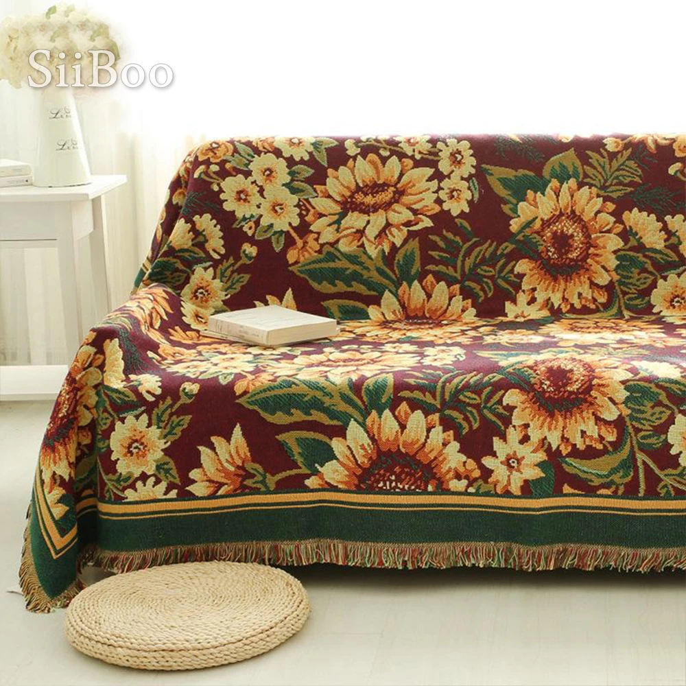 100%Cotton sofa towel Gerbera duplex print sofa/chair blanket slip-resistant vintage cover throws Free ship170*230CM SP2228 | Дом и сад