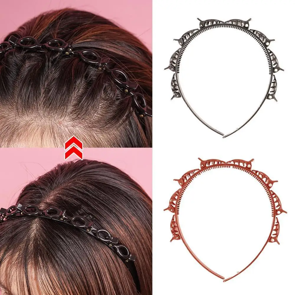 

Double Bangs Hairstyle Hairpin Hairband Magic clips on the headband Fast Hair Accessories Beauty Skinny Plastic Headbands