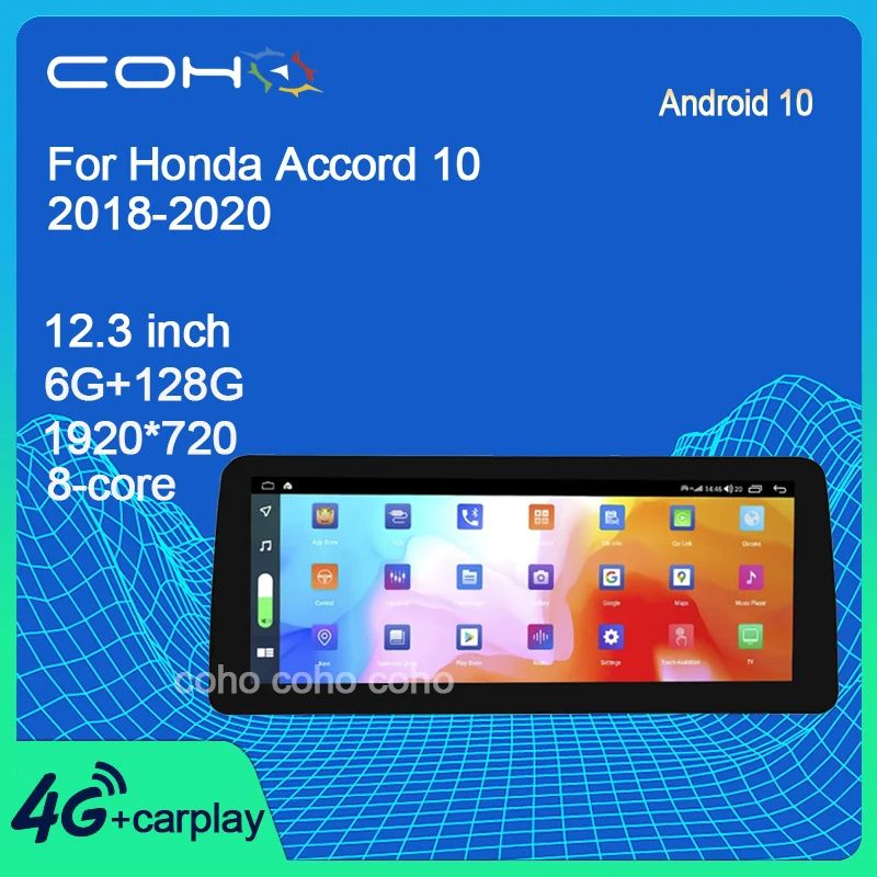 

COHO For Honda Accord 10 2018-2021 Android 10.0 4G Car Radio Player Navigation GPS Eight-Core 6GB+128GB Radio Multimedia