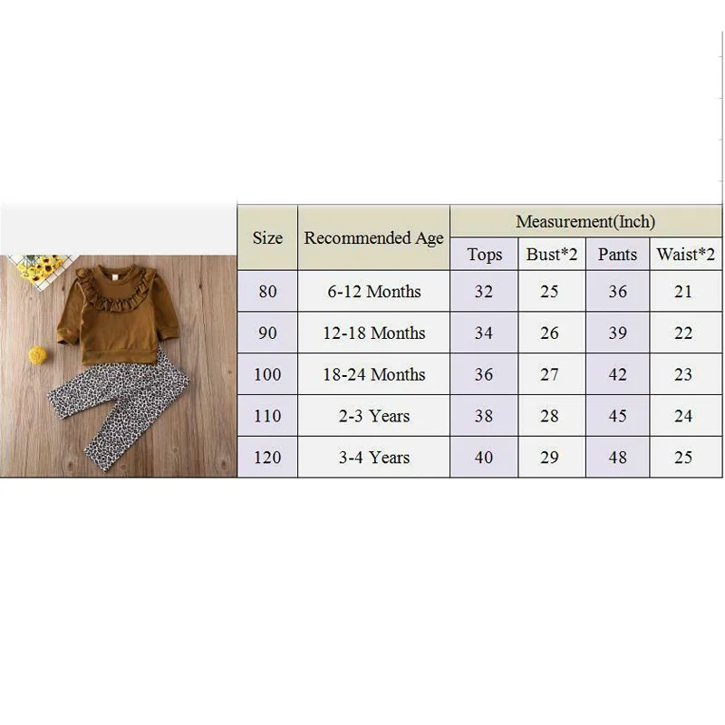 Imcute 2020 Newborn Infant Toddler Baby Kid Girl Boy Clothes Ruffle Romper Tops Leopard Pants Outfit Set 0-5T | Детская одежда и