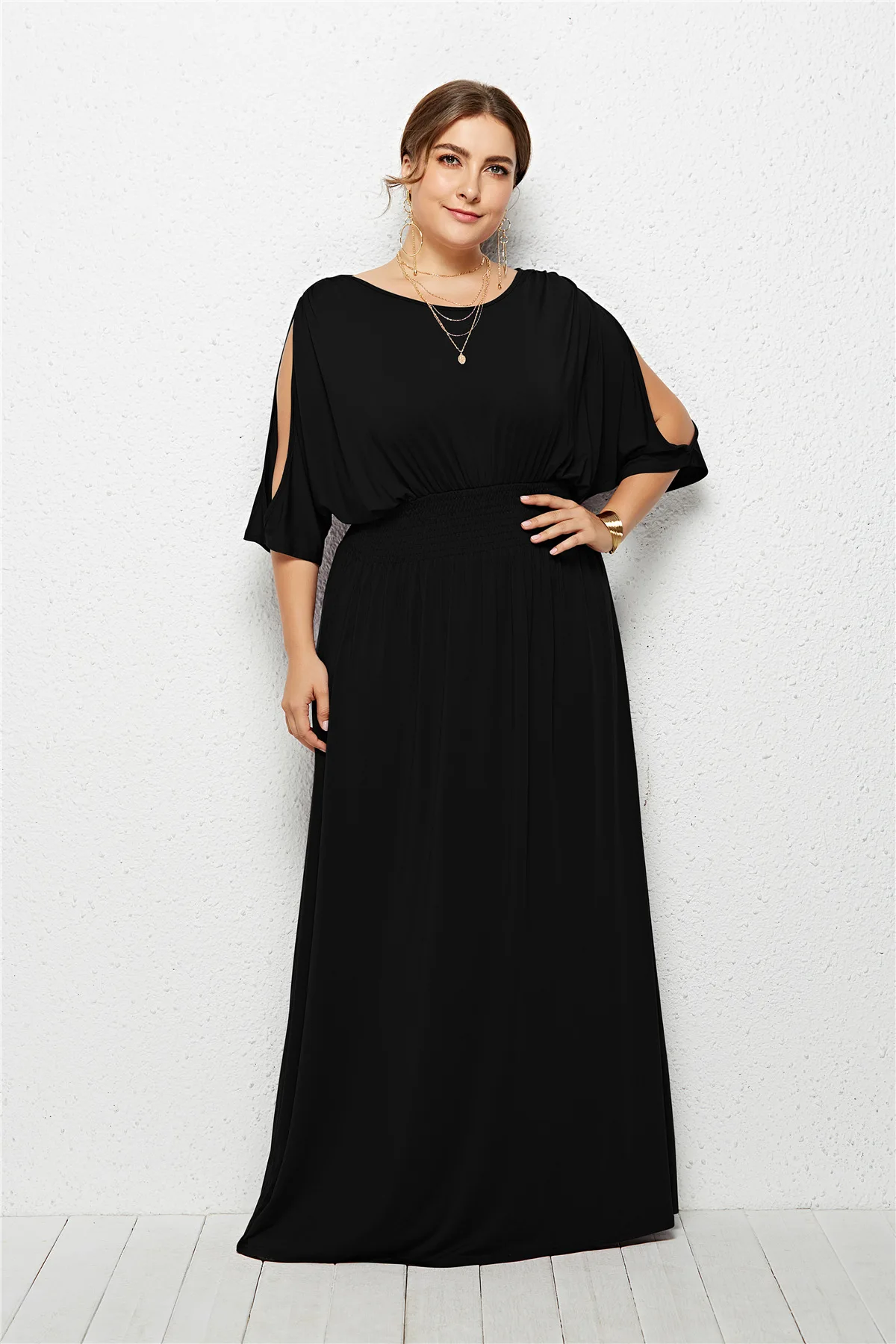 

Queen Abby Evening Dresses Mermaid Sequined Lace Appliques batwing sleeve Long Dress 2019 Party Gowns Plus Size dress women