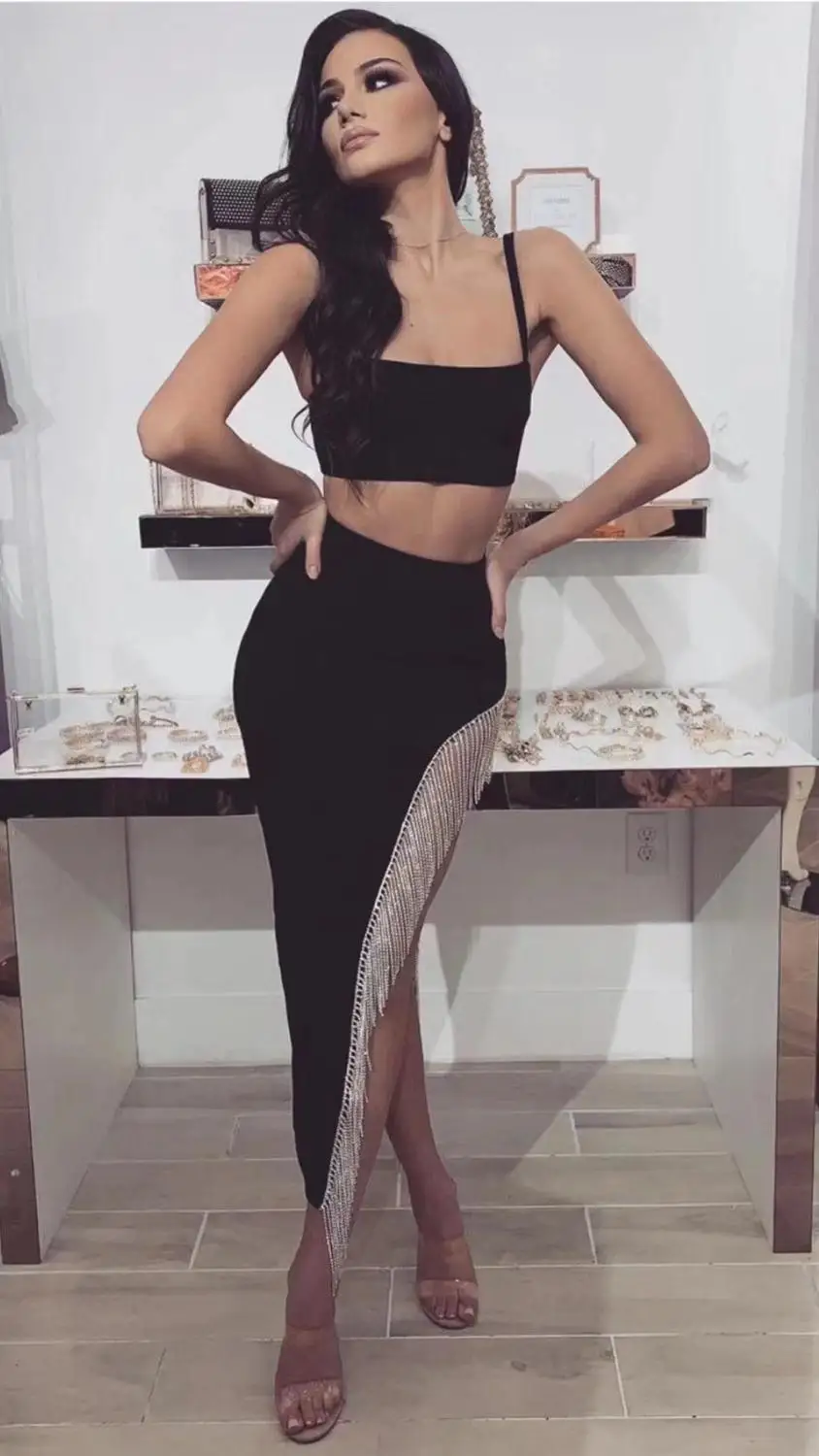 Высококачественное сексуальное черное Бандажное Платье До Колена без рукавов с