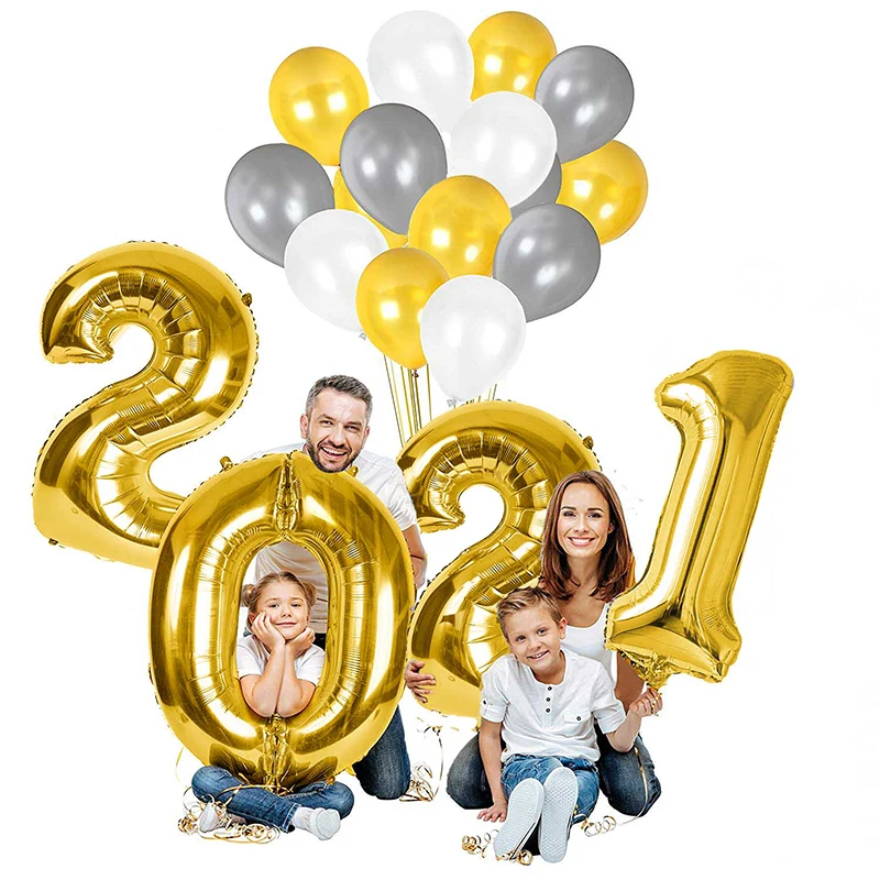 

16 32 inch Number 2021 Balloons Happy New Year Letter Eve Decor 2020 Christmas Foil Ballon Decoration Rose Gold Silver Supplies