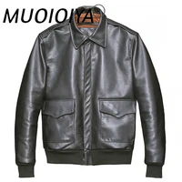 muoioyia genuine cowhide leather jacket men clothing 2022 autumn coat man flight suit retro mens clothes hommes veste lxr553