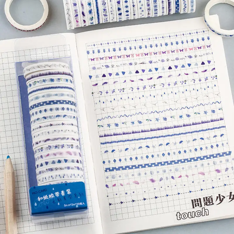 20 шт./упак. многоцветная лента Washi Скрапбукинг Скотч для монтажа светодиодных