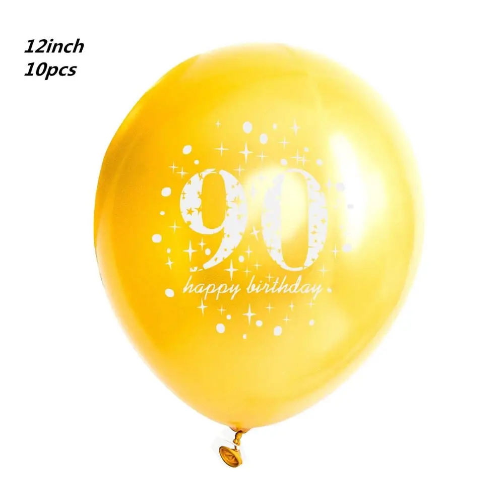 10pcs gold 90 1" Золотые латексные воздушные шары черные 30 40 50 60 70 лет с днем рождения украшения для взрослых воздушные шары Cumpleanos Globos Balony - Цвет: 10pcs gold 90