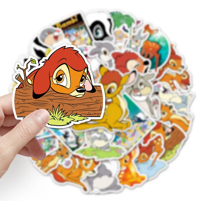 10/30/50pcs Disney Cartoon Bambi Stickers Aesthetic DIY Water Bottle Suitcase Laptop Diary Waterproof Cute Sticker Packs Kid Toy - купить по