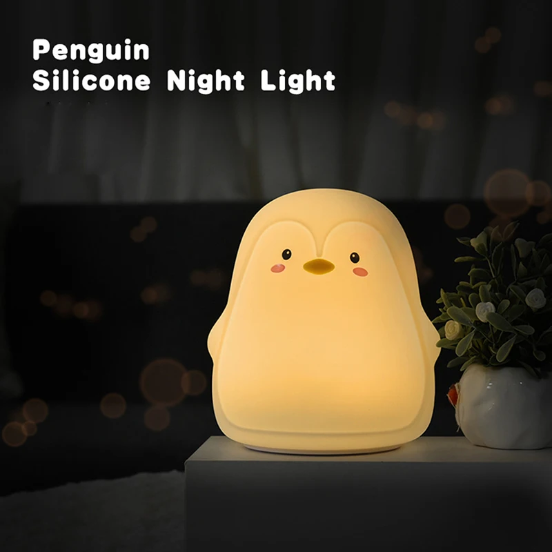 

Animal Silicone Cute Penguin Carton LED Portable Night Light with USB Rechargeable For Bedroom Living Room PAK5