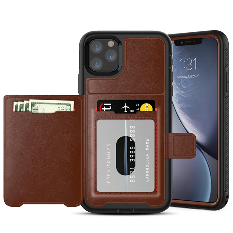 Brown Роскошный Магнитный Флип-кошелек ретро кожаный чехол для iPhone X XR XS Max 6 6S 7 8 Plus чехол s гибридный жесткий скользящий держатель для карт - Цвет: Brown