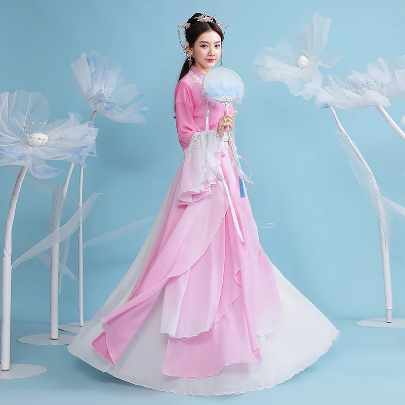 

cosplay Ancient woman chinese hanfu women dress Elegant Fairy Chang'e new skirt Plus size Stage costume National dance skirt