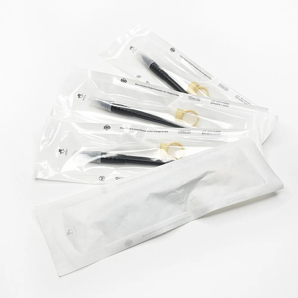 

50pcs New 0.18mm/0.15mm Disposable Tattoo Manual Pen 18 U with Ring Cup Microblading Pen Lamina Tebori 18U Eyebrow Lip Pen