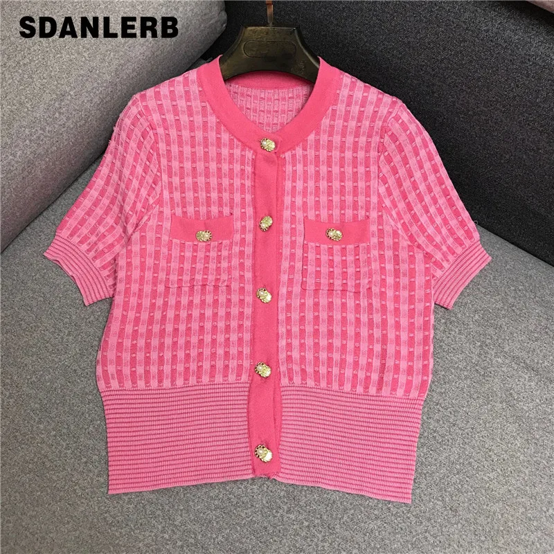 

Тонкая шелковая Элегантная футболка, трикотажный кардиган с коротким рукавом, лето 2021, новый свободный, в клетку, универсальный короткий то...