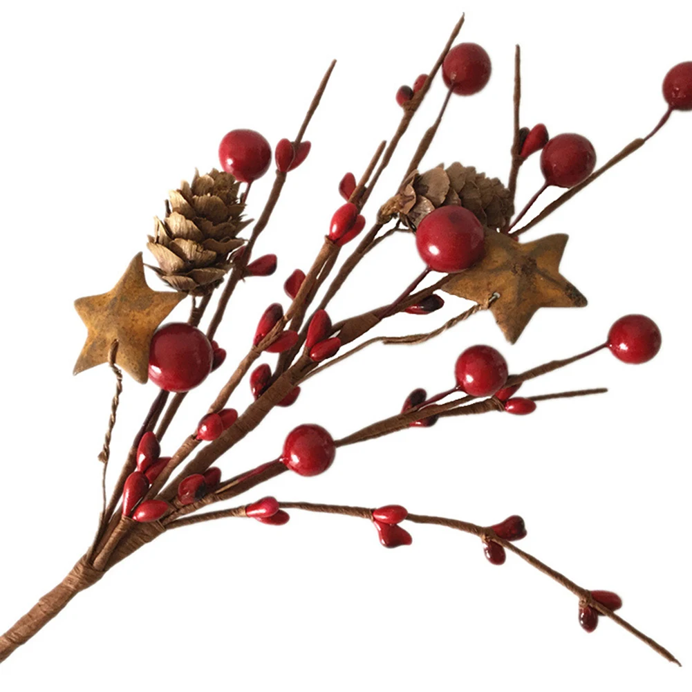 Искусственные растения Моделирование ягоды ветка красный пузырь сосновый конус