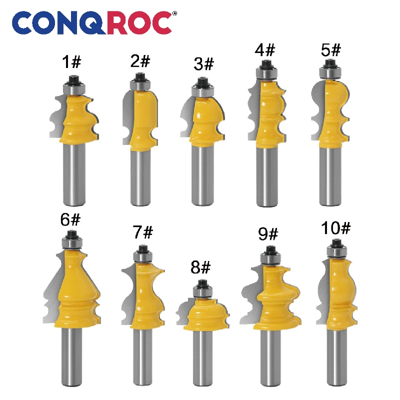 10 шт. 12 мм с прямым хвостовиком архитектурная Лепка для поручней набор фрез